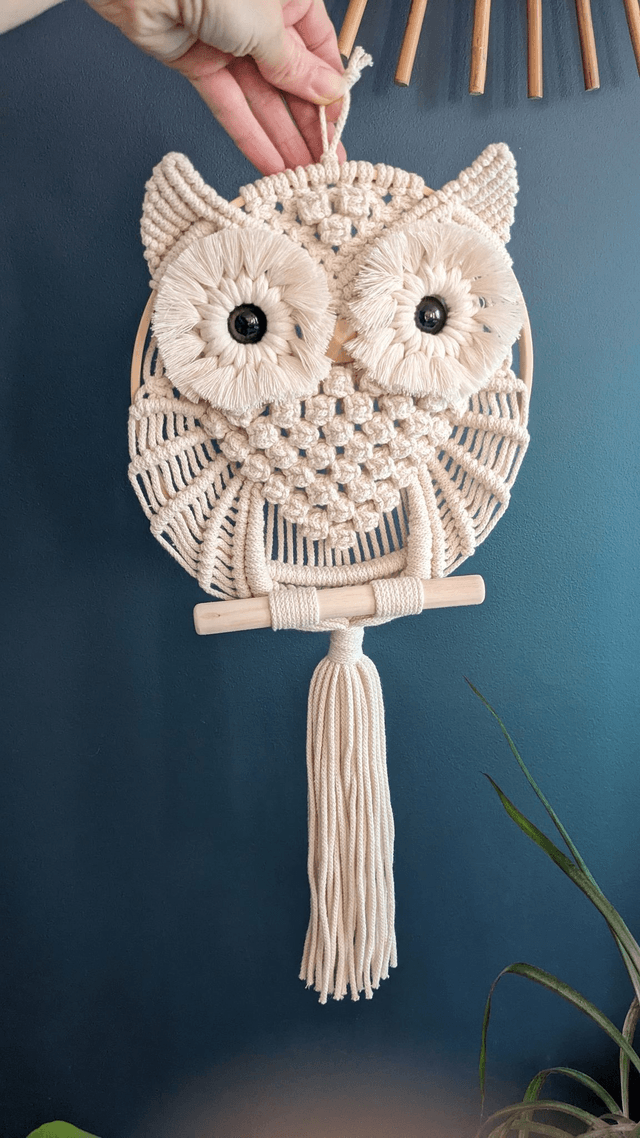 Hibou macramé "Beige"