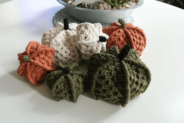 Citrouille en macramé Décoration Automnale Halloween 