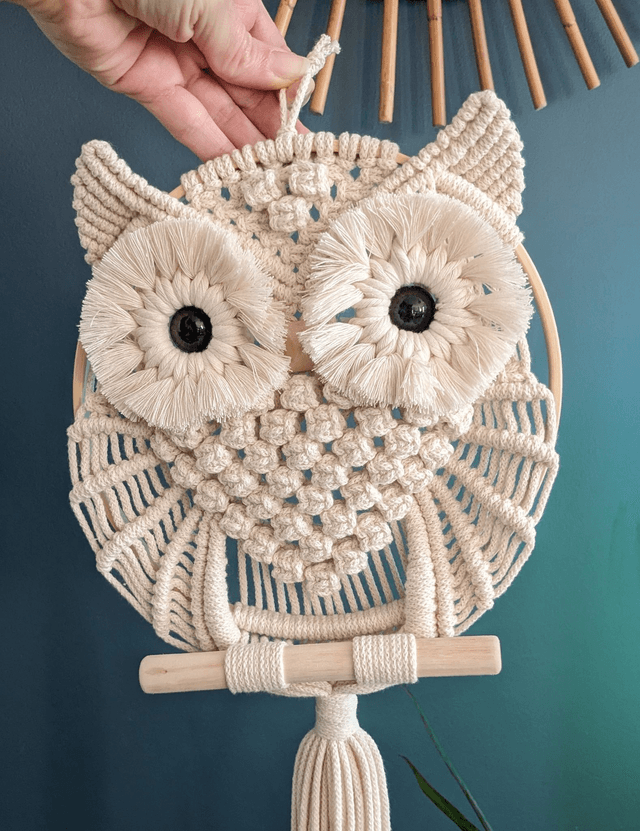 Hibou macramé "Beige"