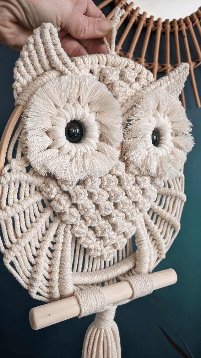 Hibou macramé "Beige"