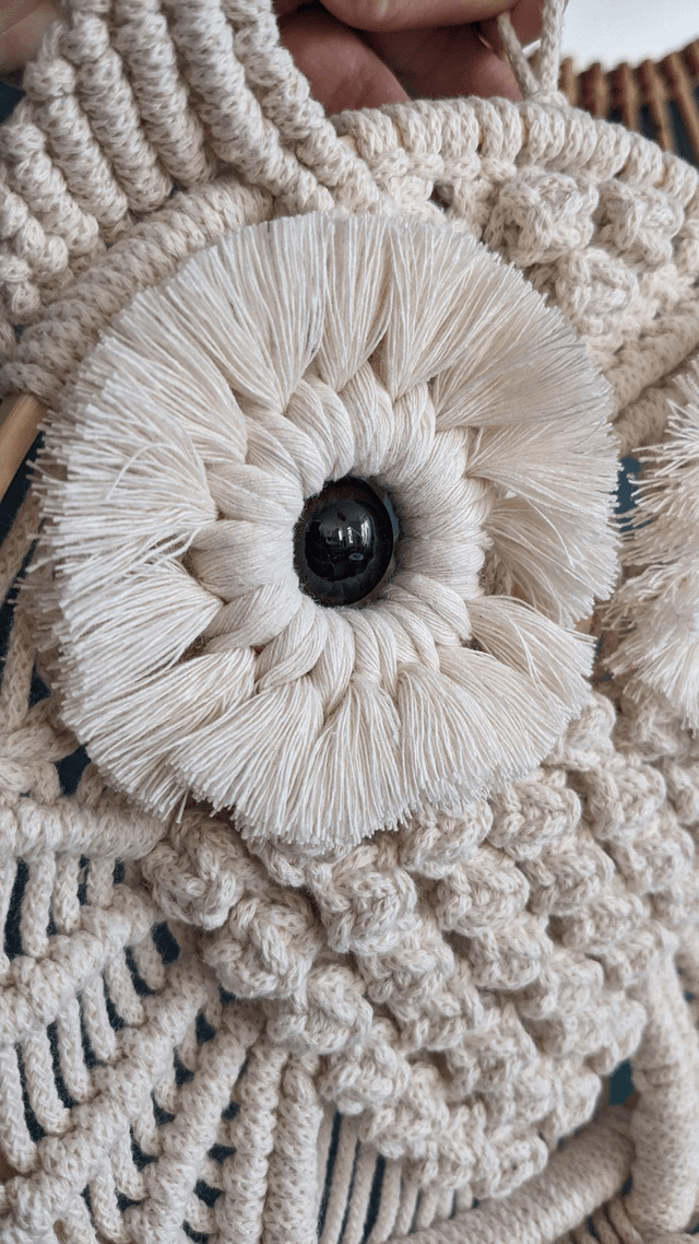 Hibou macramé "Beige"