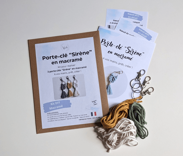 Kit DIY 3 Porte-clés "Sirène" en macramé 