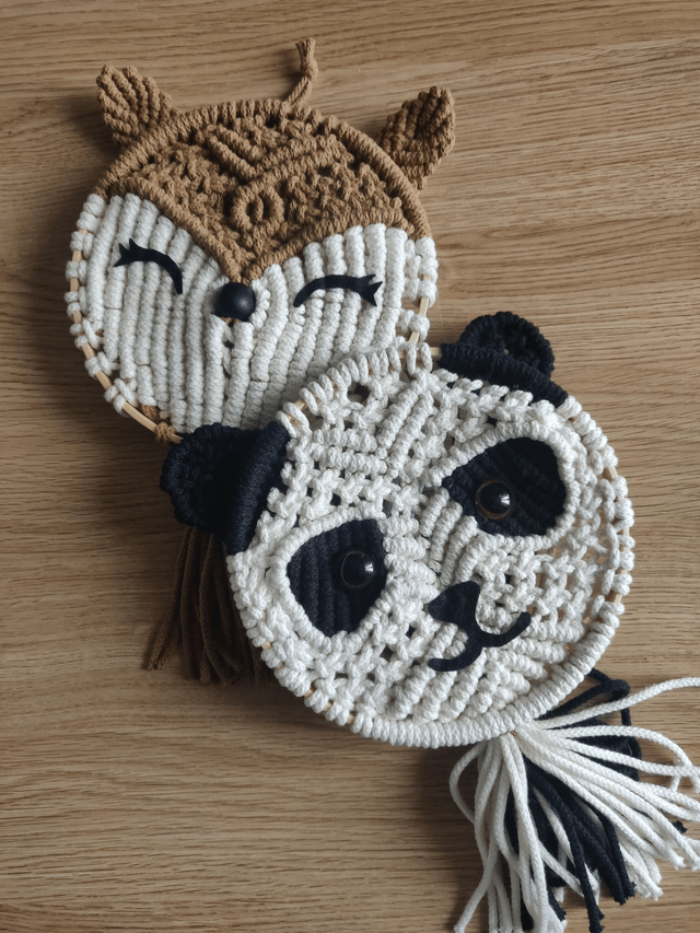 Décoration murale en macramé - Modèle PANDA
